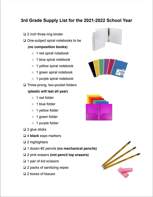 School Supply List